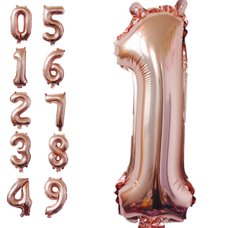 DelightBox 40 Inch Rose Gold Jumbo 1 Number Balloons Huge Giant Balloons Foil Mylar Number Balloons for Birthday Party,Wedding, Bridal Shower Engagement Photo Shoot, Anniversary (Rose Gold,Number 1) - Image 1